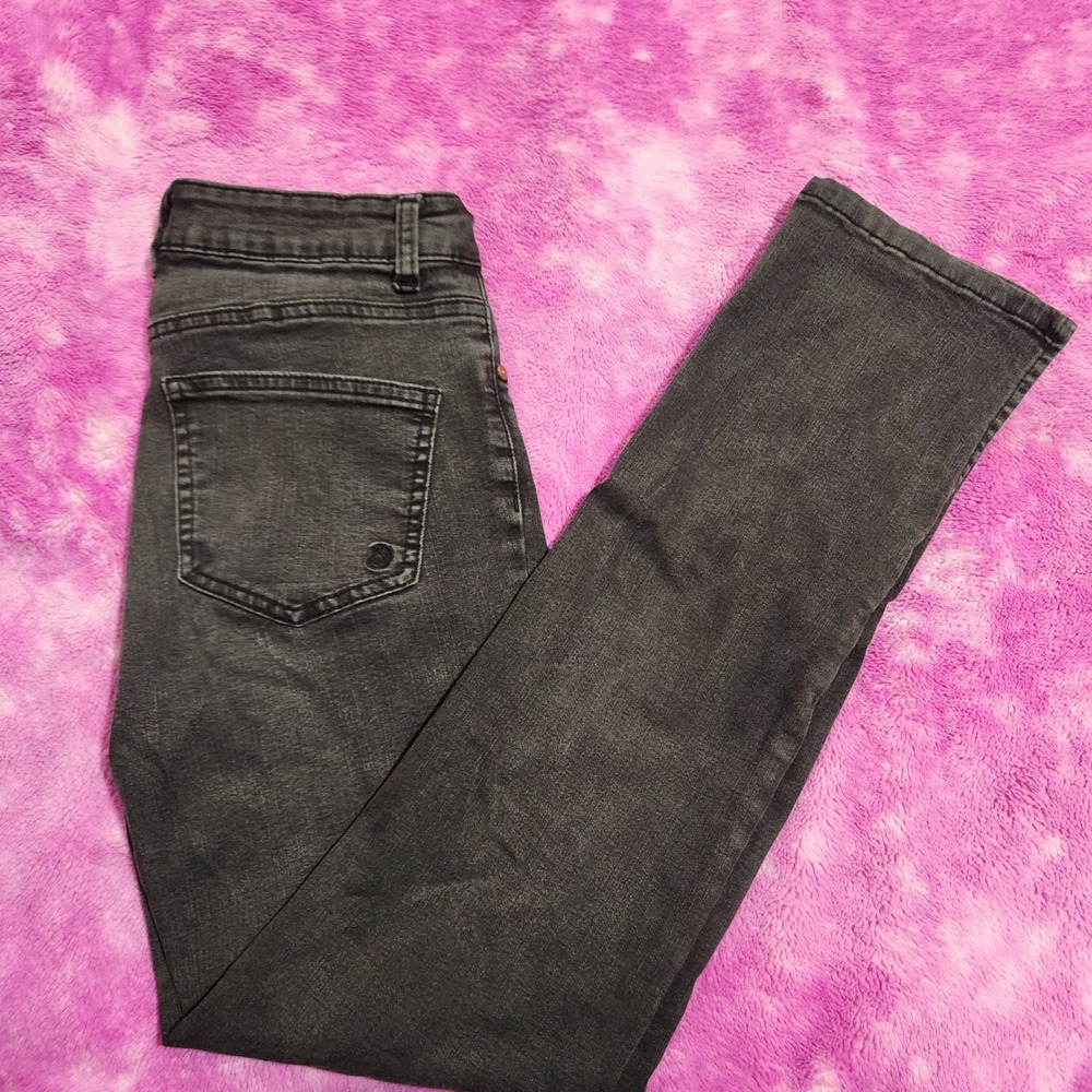Indigo Rein Juniors 7 Jeans 26x29 Mid Rise Flare Black Stretch‎ Denim